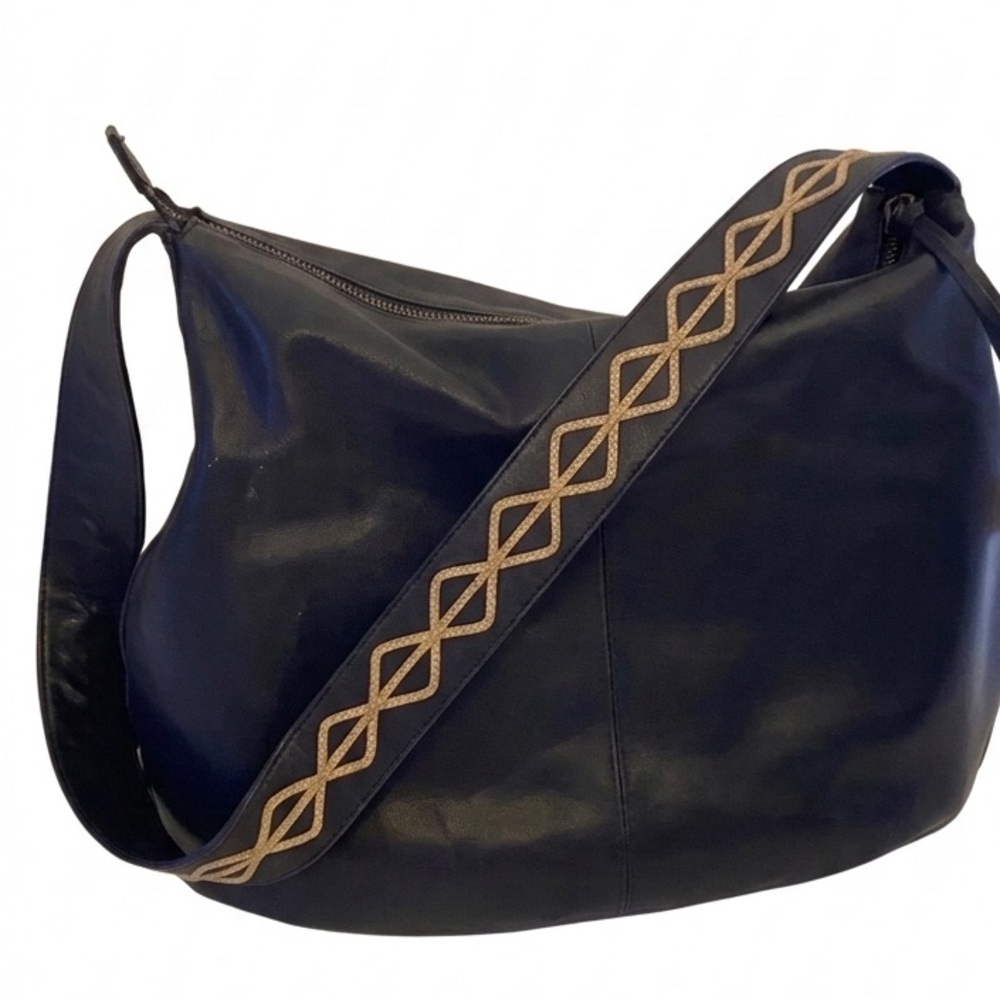 Nicole Miller Black Leather Shoulder Bag